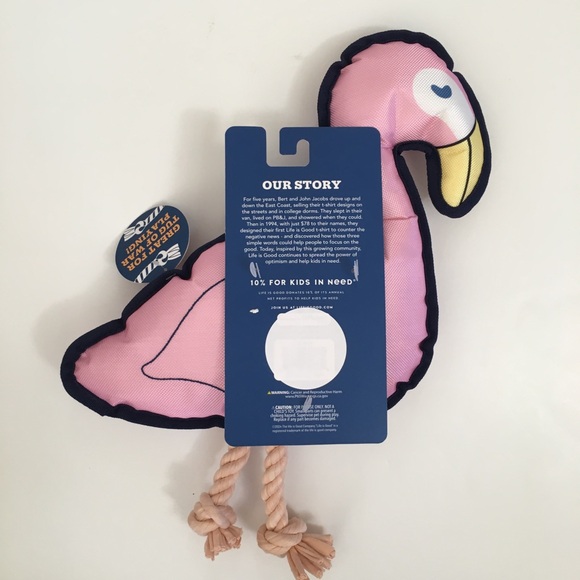 NEW Dog Toy Life is Good Pink Flamingo with Tug and Play Rope - Picture 3 of 7